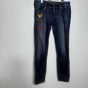 American Eagle Butterfly Patch Skinny Jeans Y2K Indie Boho Casual